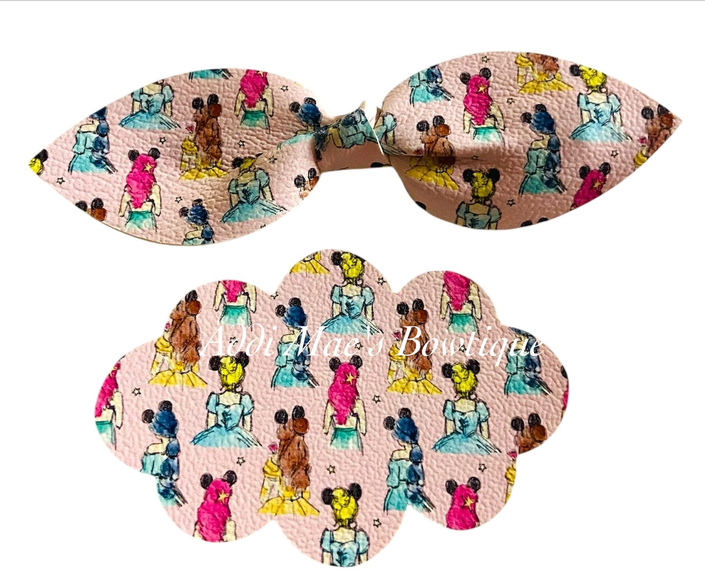 Princess Mouse Ears Top Knot Clip & 3” Snap  Clip Set
