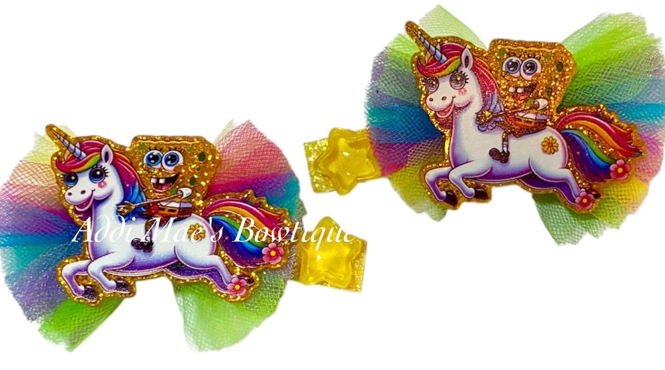 Rainbow Unicorn Sponge Alligator Clip Set