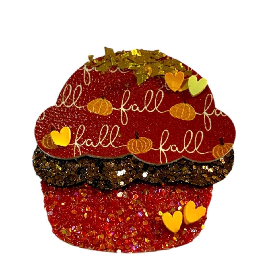 Rust Fall Words Cupcake Clip