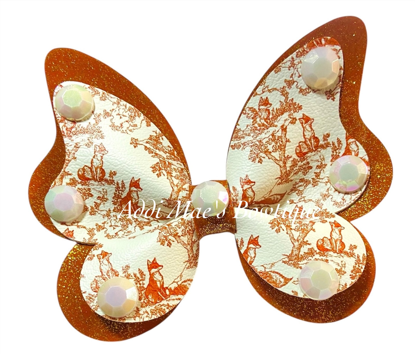 Woodland Toile Fox Butterfly Bow