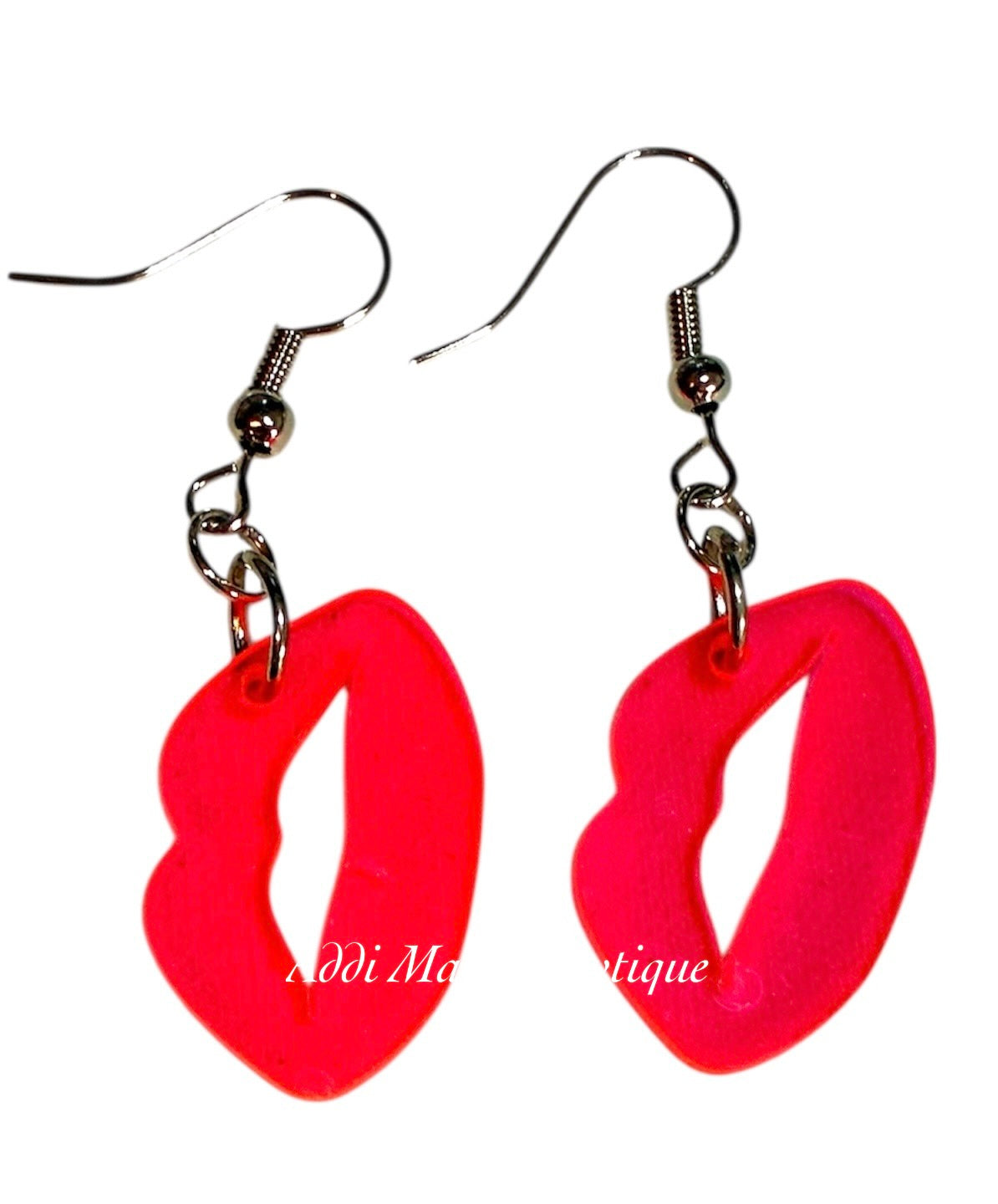 Hot Pink Transparent Lips Dangle Earrings