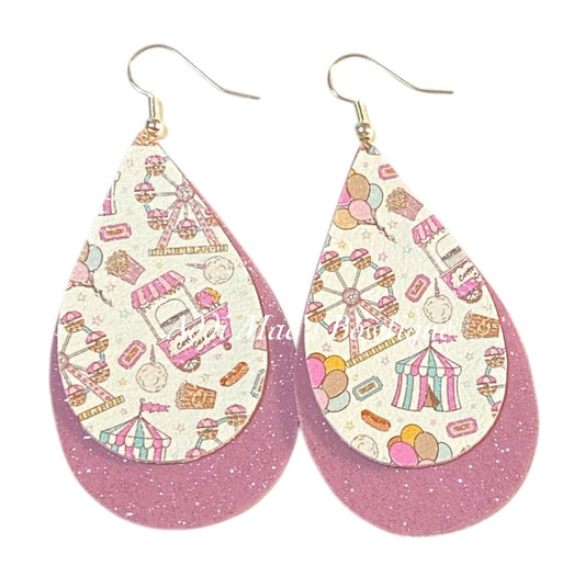 Pink Carnival Stacked Tear Drop Dangle Earrings
