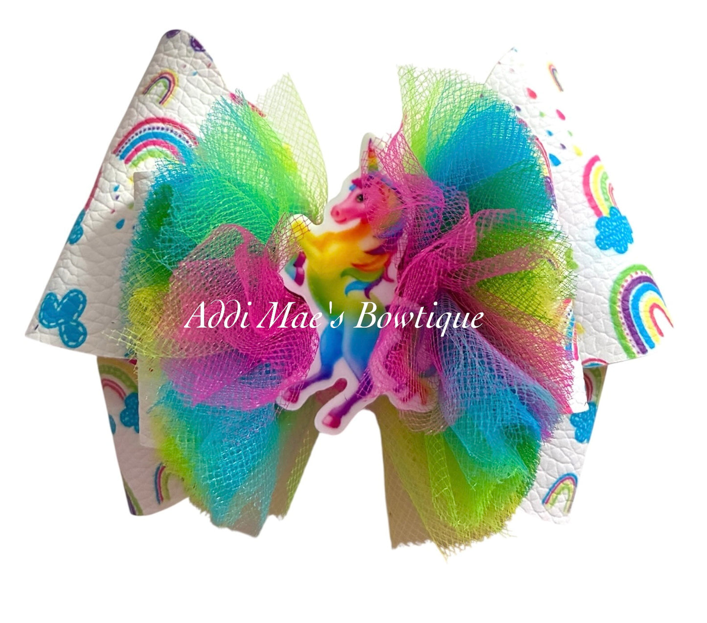 Colorful Rainbow Unicorn Bow