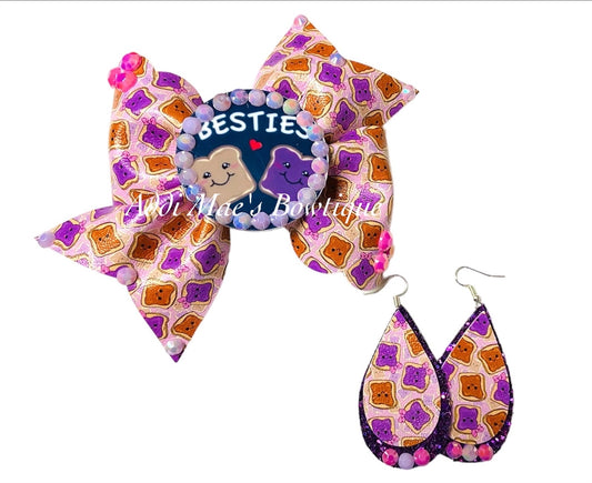 PB&J Besties Bow/ Earrings Set