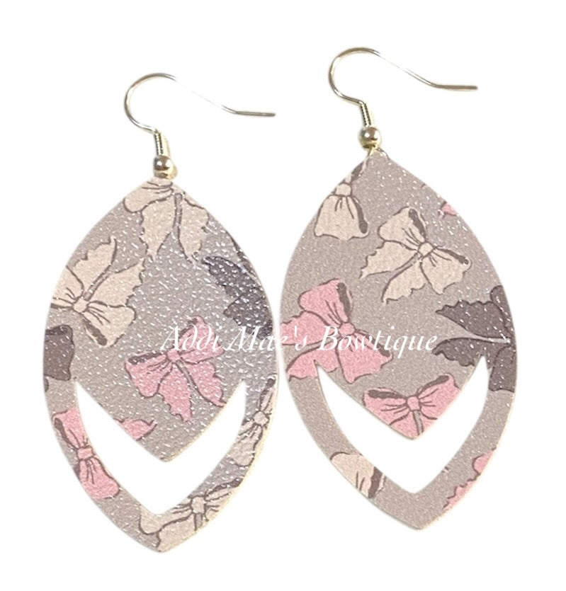 Pink Western Bows Dangle Earrings