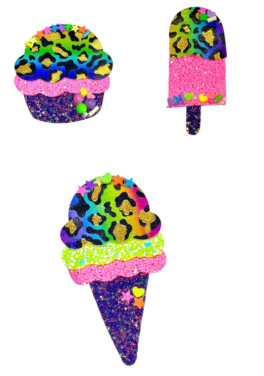 Neon Cheetah Ice Cream Popsicles Clip