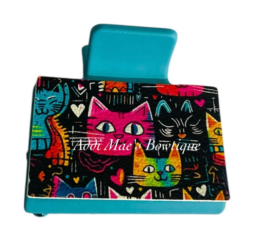Bright Graffiti Cats Small Claw Clip