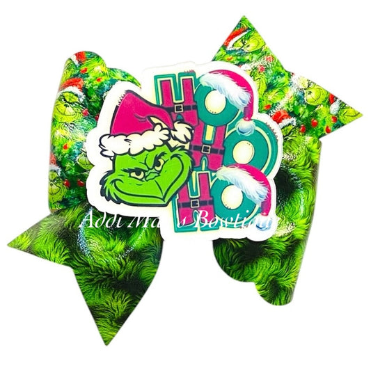 Green Grouch Christmas Bow