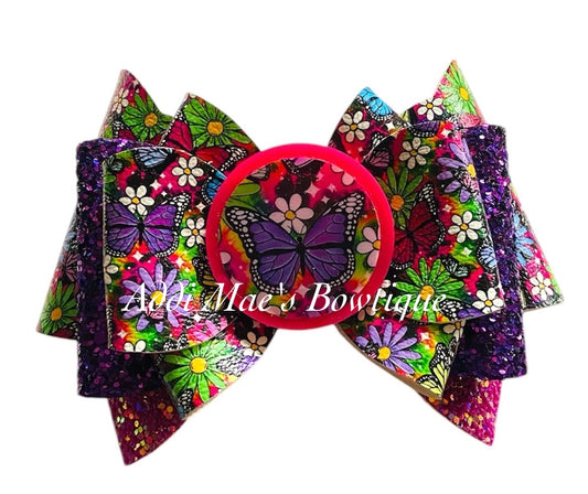 Purple Butterflies Bow