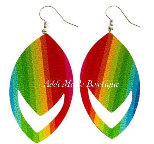 Bright Rainbow Stripes Dangle Earrings