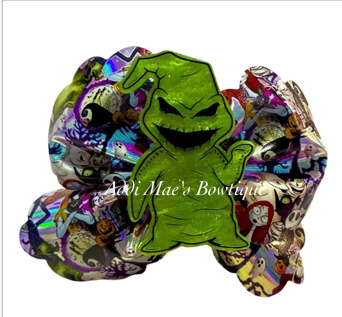 Green Boogie Monster Nightmare Holographic  3.5” Bow