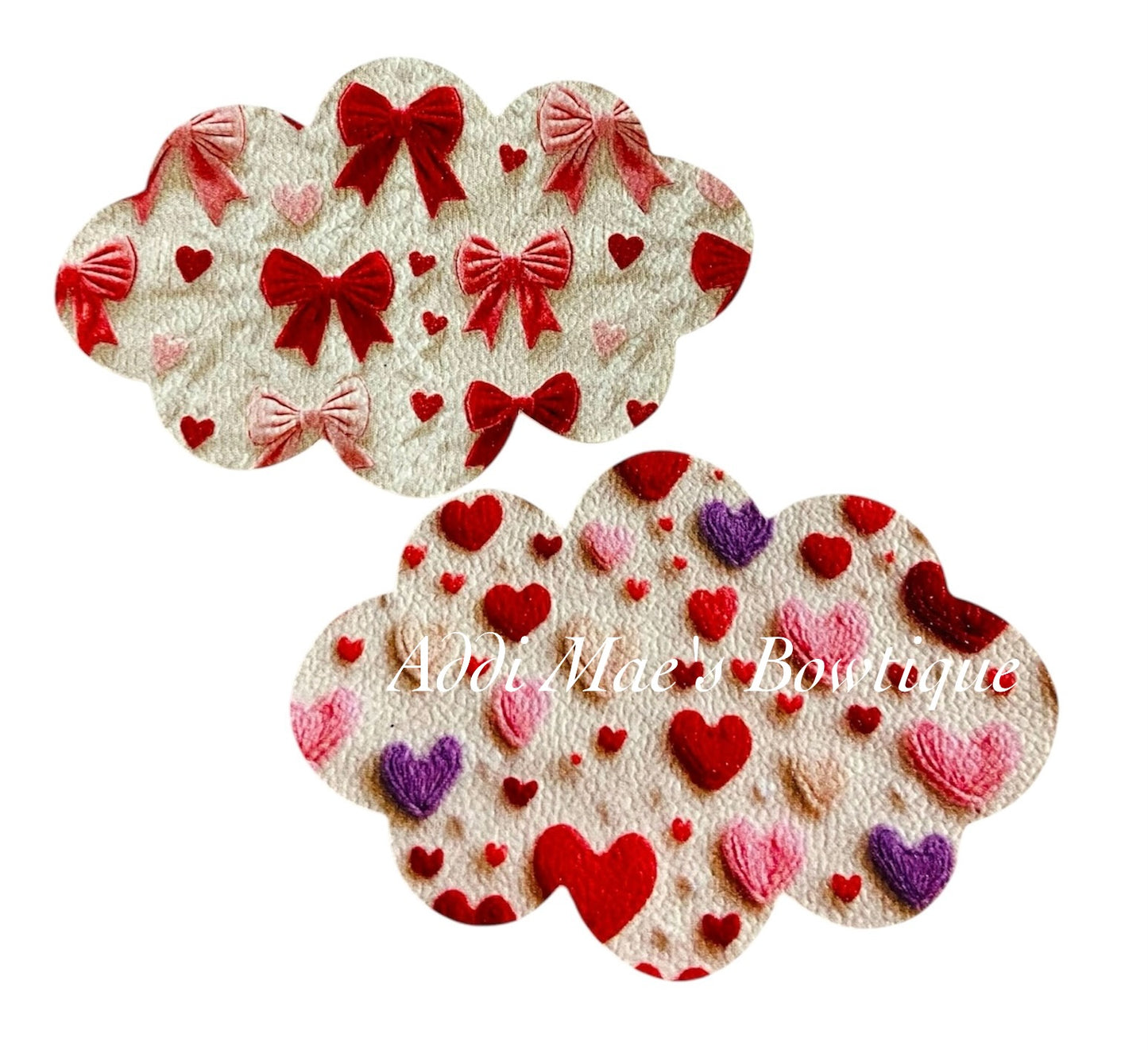 Knitted Hearts Pink Red Bows Snap Clip Set
