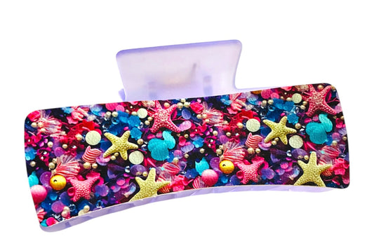 Sea Shells Beach Print XL Claw Clip