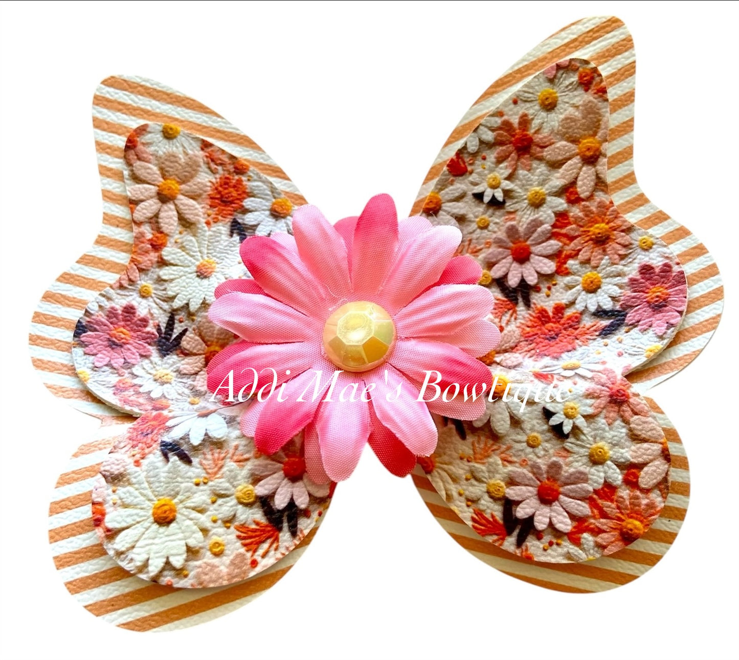 Peachy Daisy Butterfly Bow