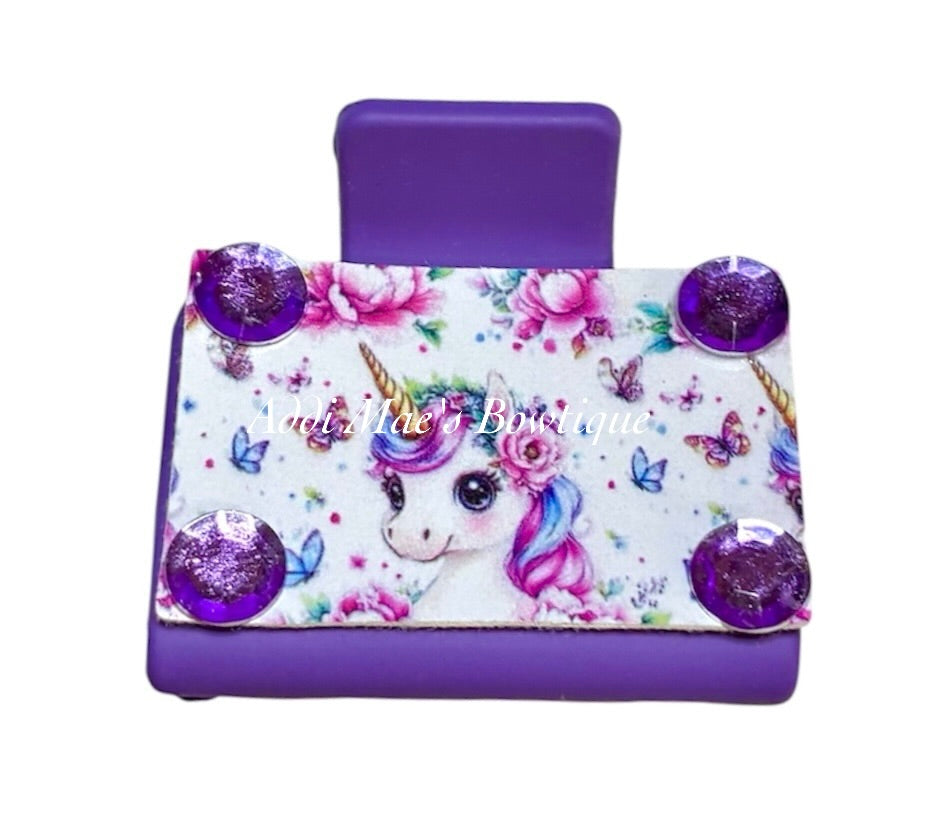 Pretty Purple Pastel Unicorn Small Claw Clip