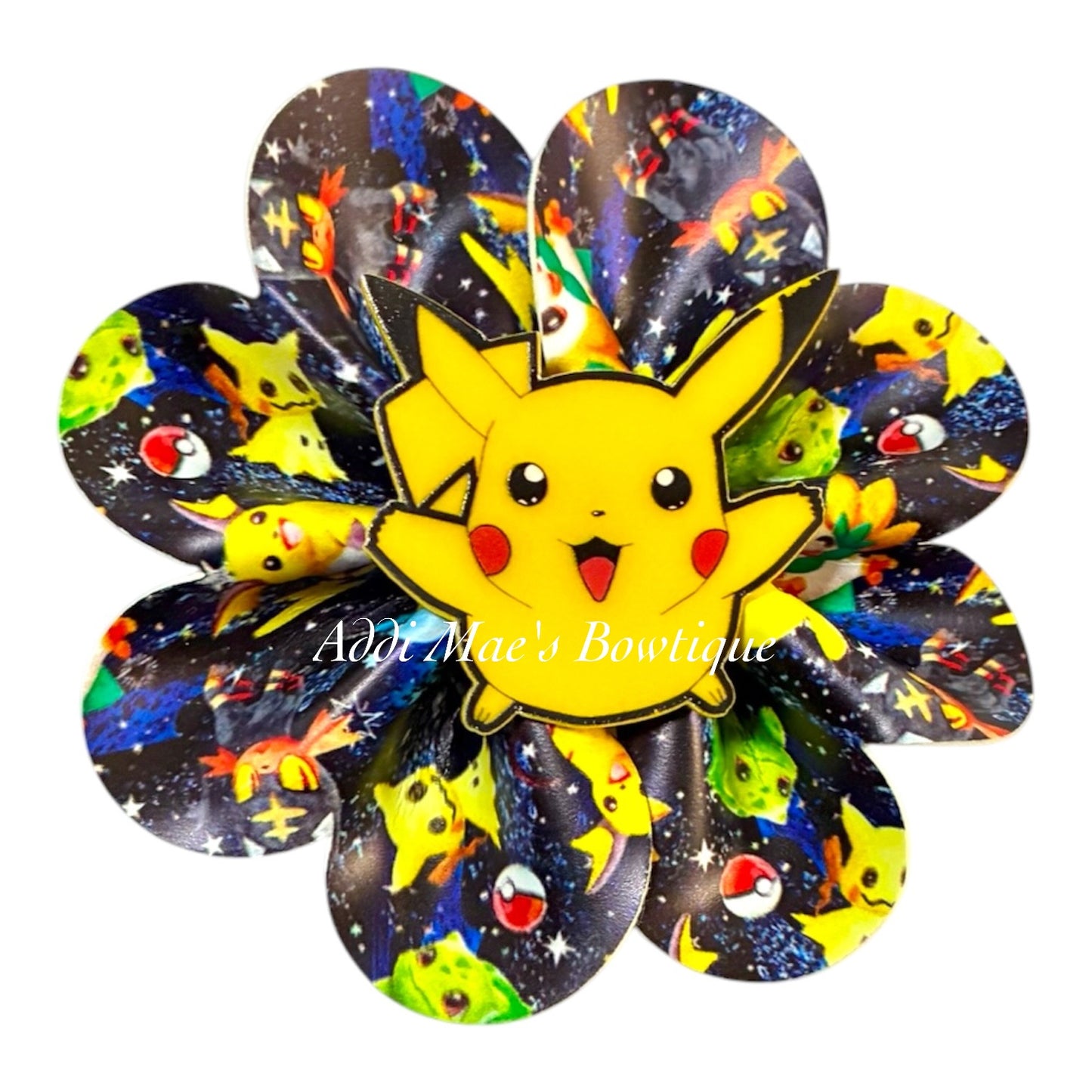Yellow Pocket Monster Ruffle Bow