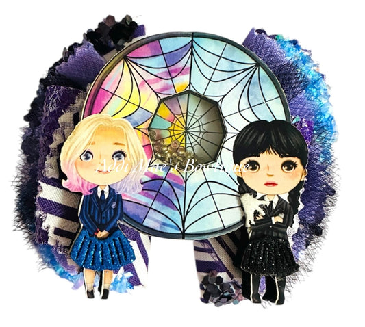 Goth Girl BFF Shaker  Frayed CottonFabric Hair Bow