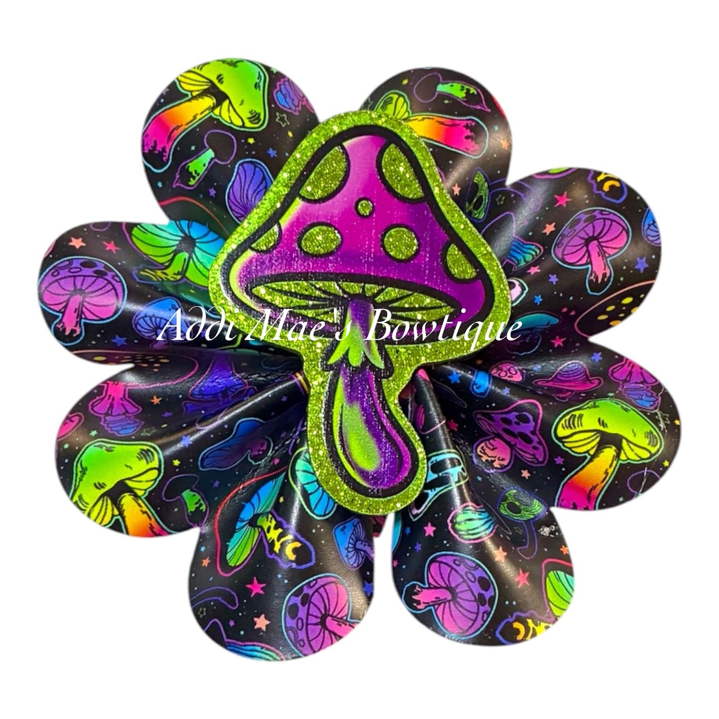 Neon Mushrooms Ruffle Bow