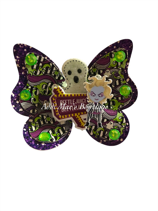 Beetle Green Hair Ghost Movie Bad Guy Halloween Butterfly Bow