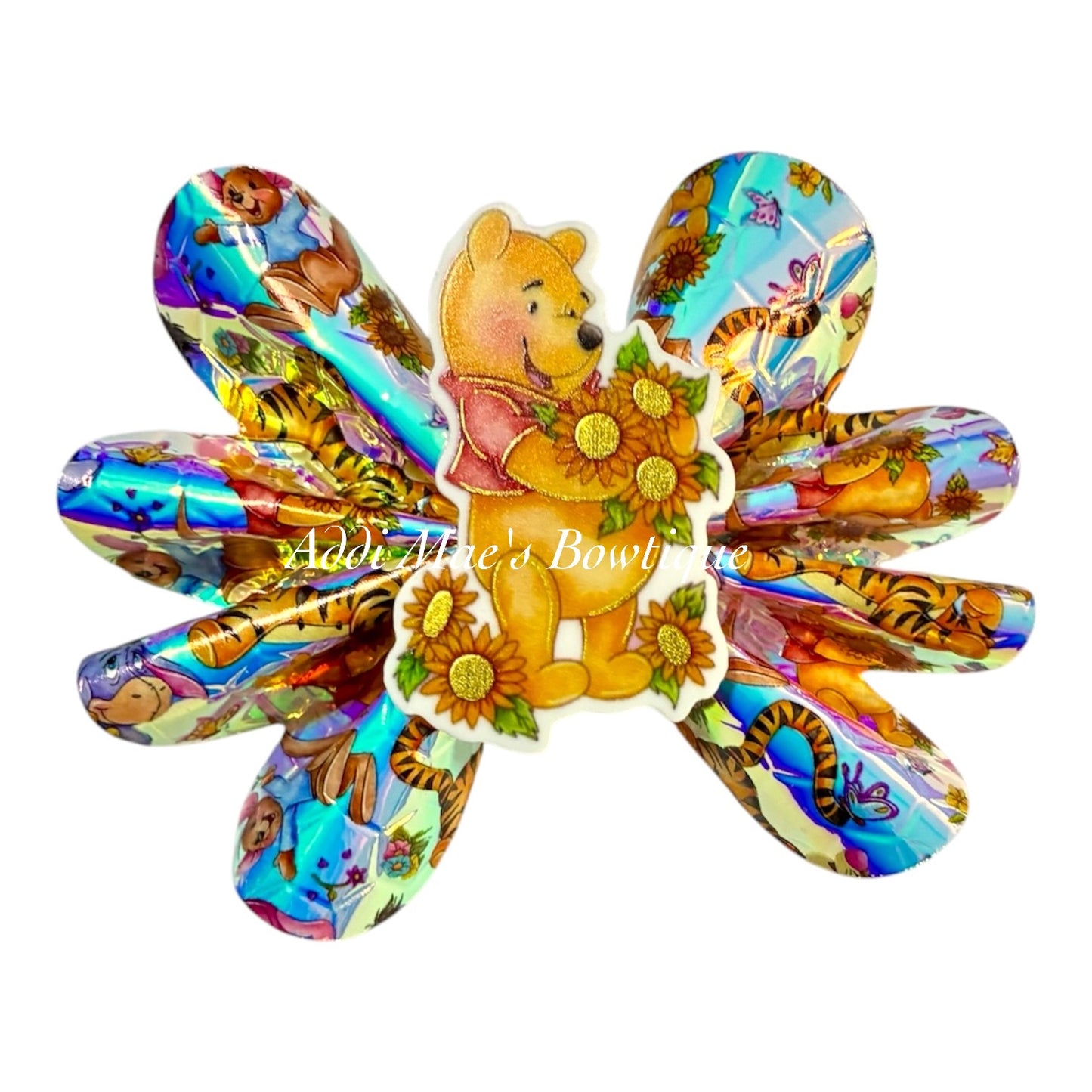 Yellow Bear Holographic Ruffle Bow