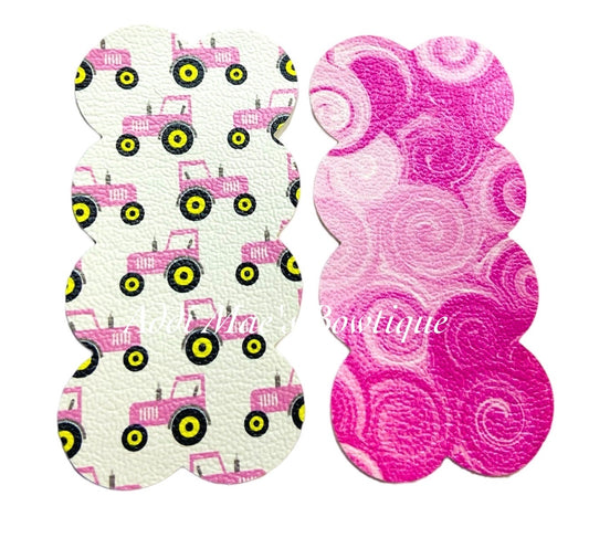 Pink Tractor Snap Clip Set