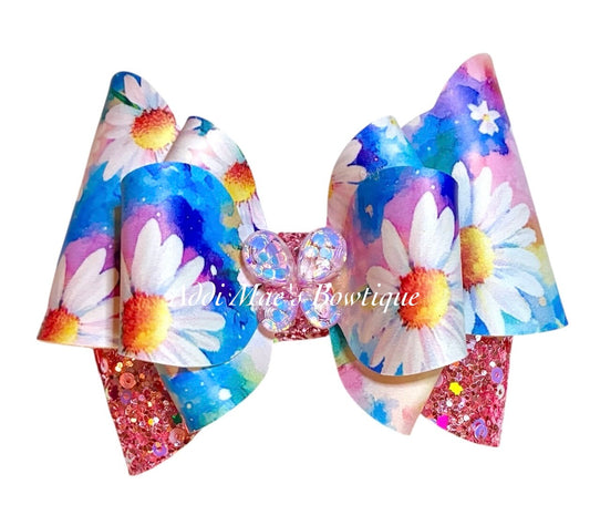 Watercolor Daisy Bow