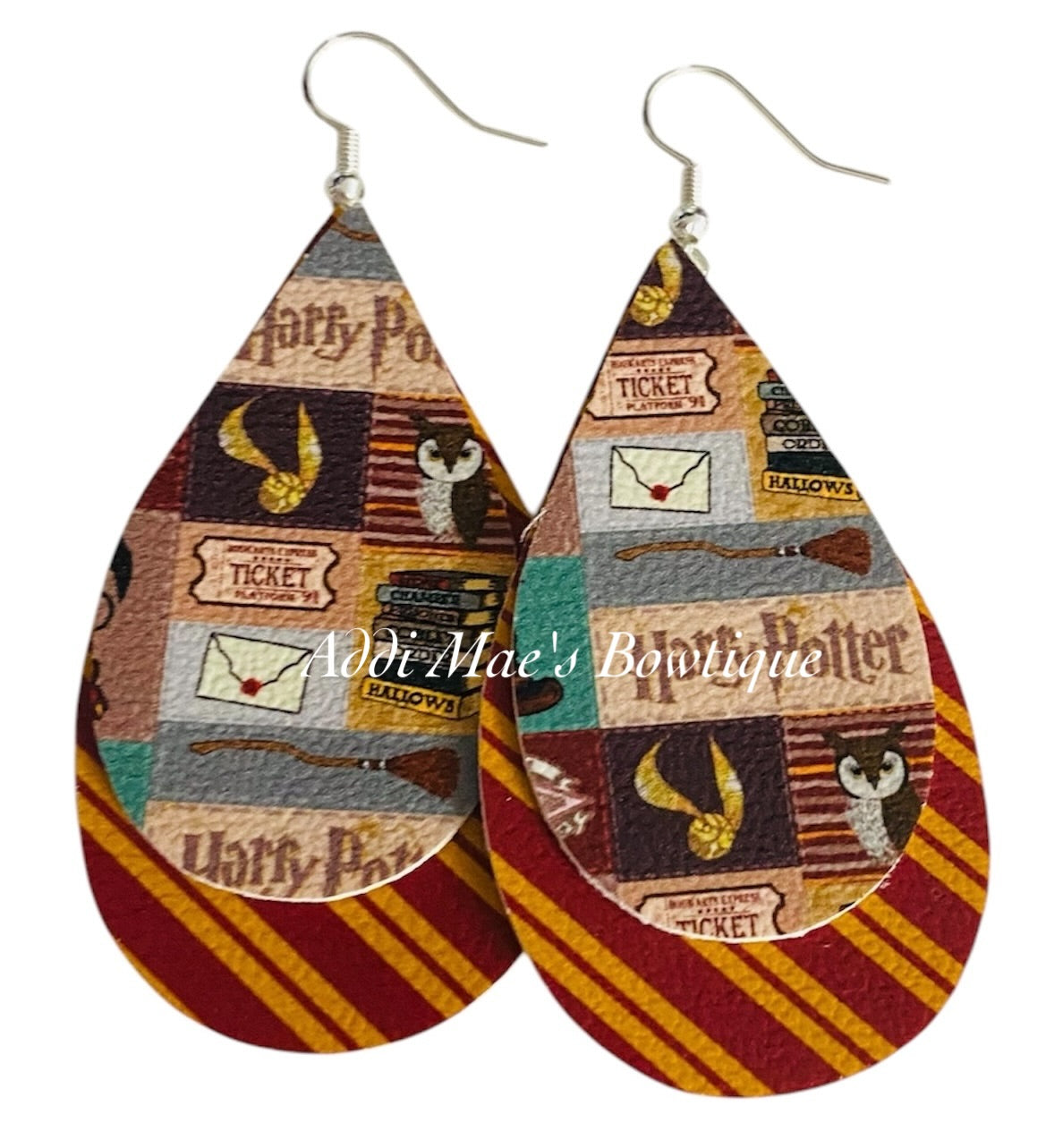 Wizard School Stacked Tear Drop Dangle Earrings