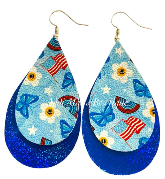 Patriotic Vibes Stacked Tear Drop Dangle Earrings