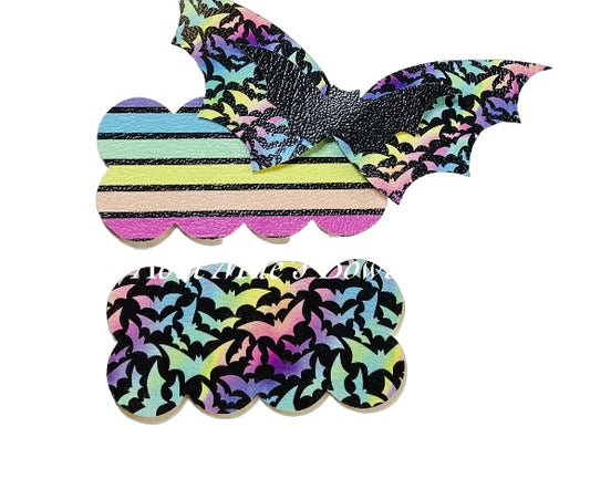 Neon Rainbow Bats Halloween Snap Clip Set