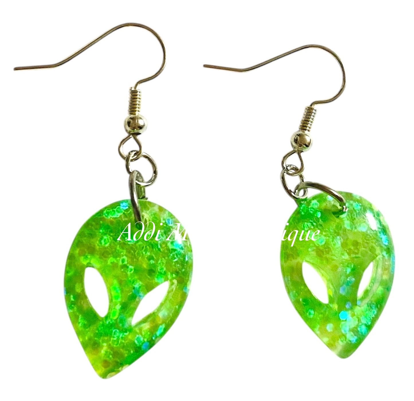 Green Alien  Dangle Earrings