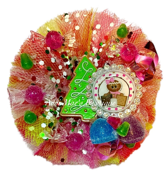 Gingerbread Girl Christmas Tulle Puff Hair Bow