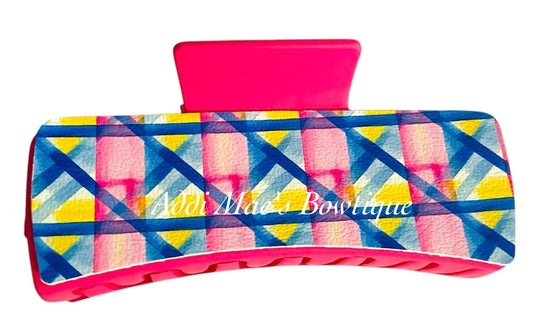 Bright Spring Plaid  XL Claw Clip
