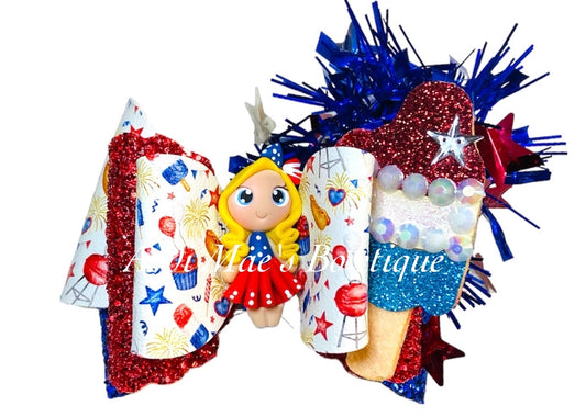 Patriotic Girl Popsicle 4th of July Bow