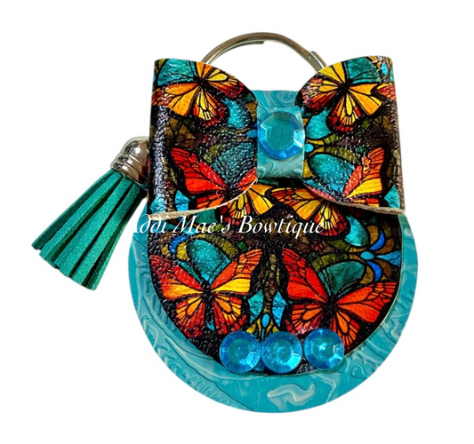 Butterfly Stained Glass Embossed Keychain