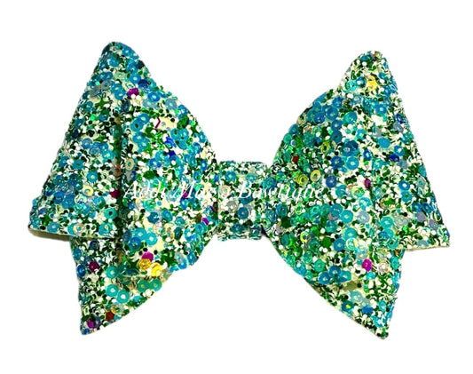 Icy Blue Sequin Glitter Bow