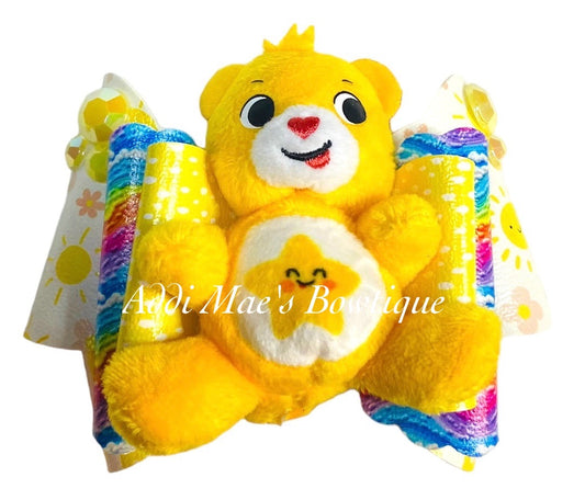 Yellow Plush Bear Friend Bow