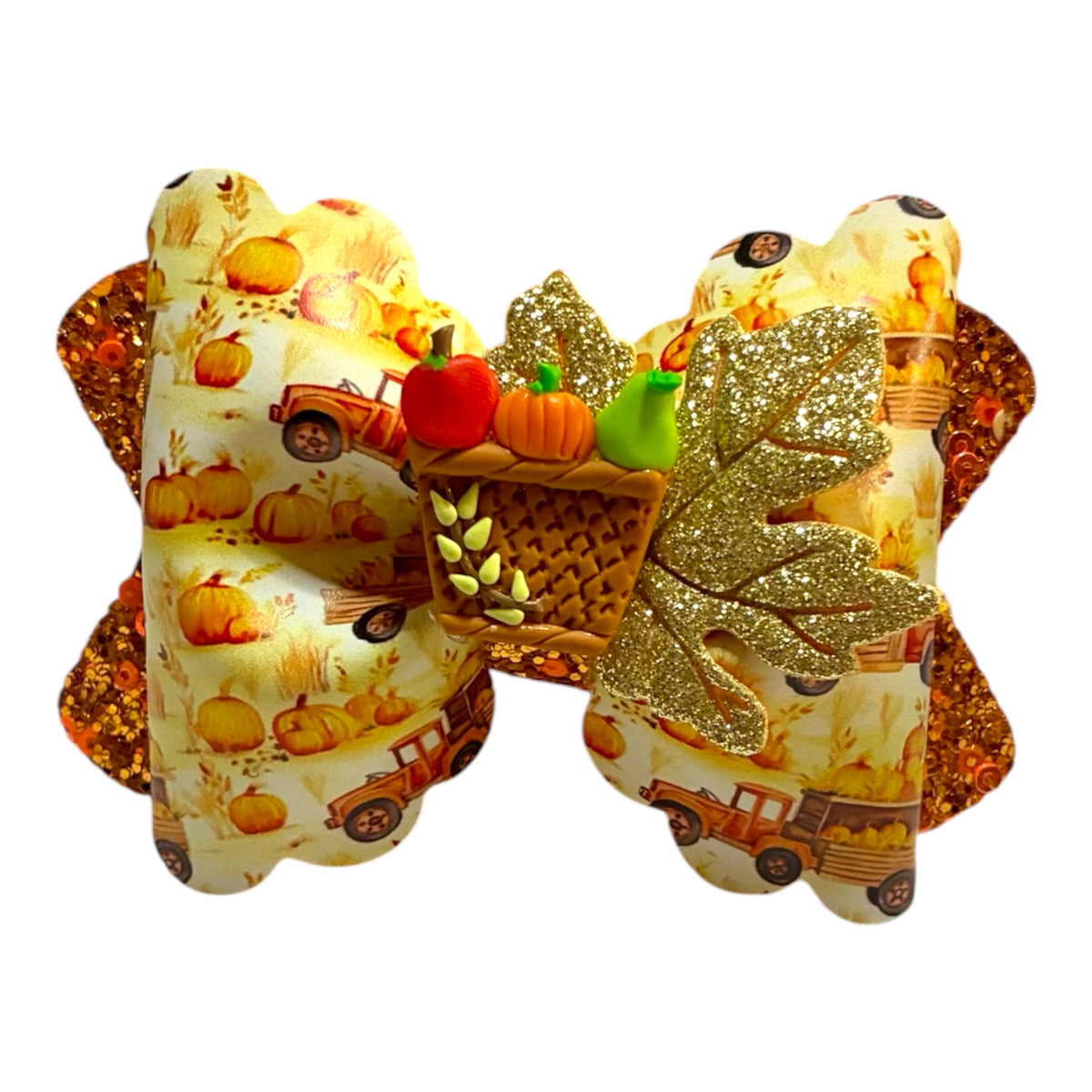 Fall Basket Pumpkin Tractors Bow