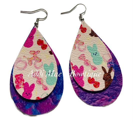 Trendy Girly Easter Stacked Tear Drop Dangle Earrings