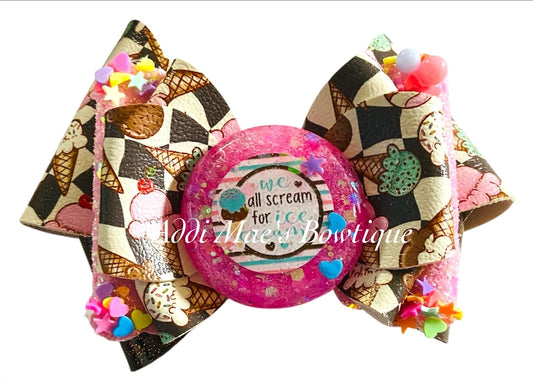 Retro Checkered Ice Cream Cones Sprinkles Bow