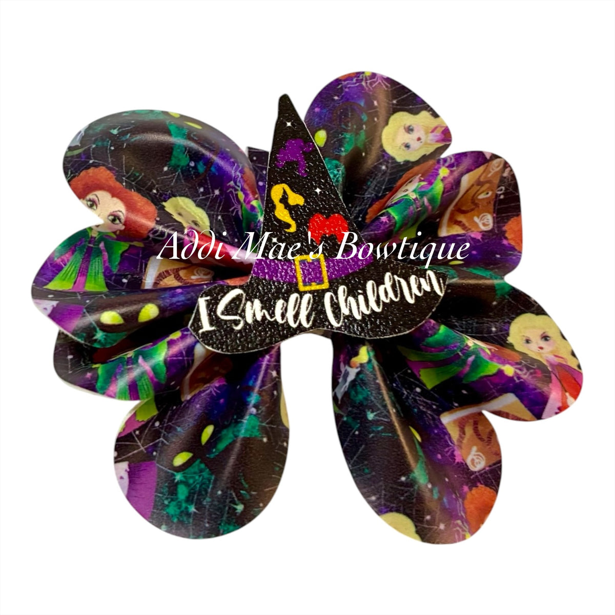 Witch Sisters Halloween Ruffle Bow