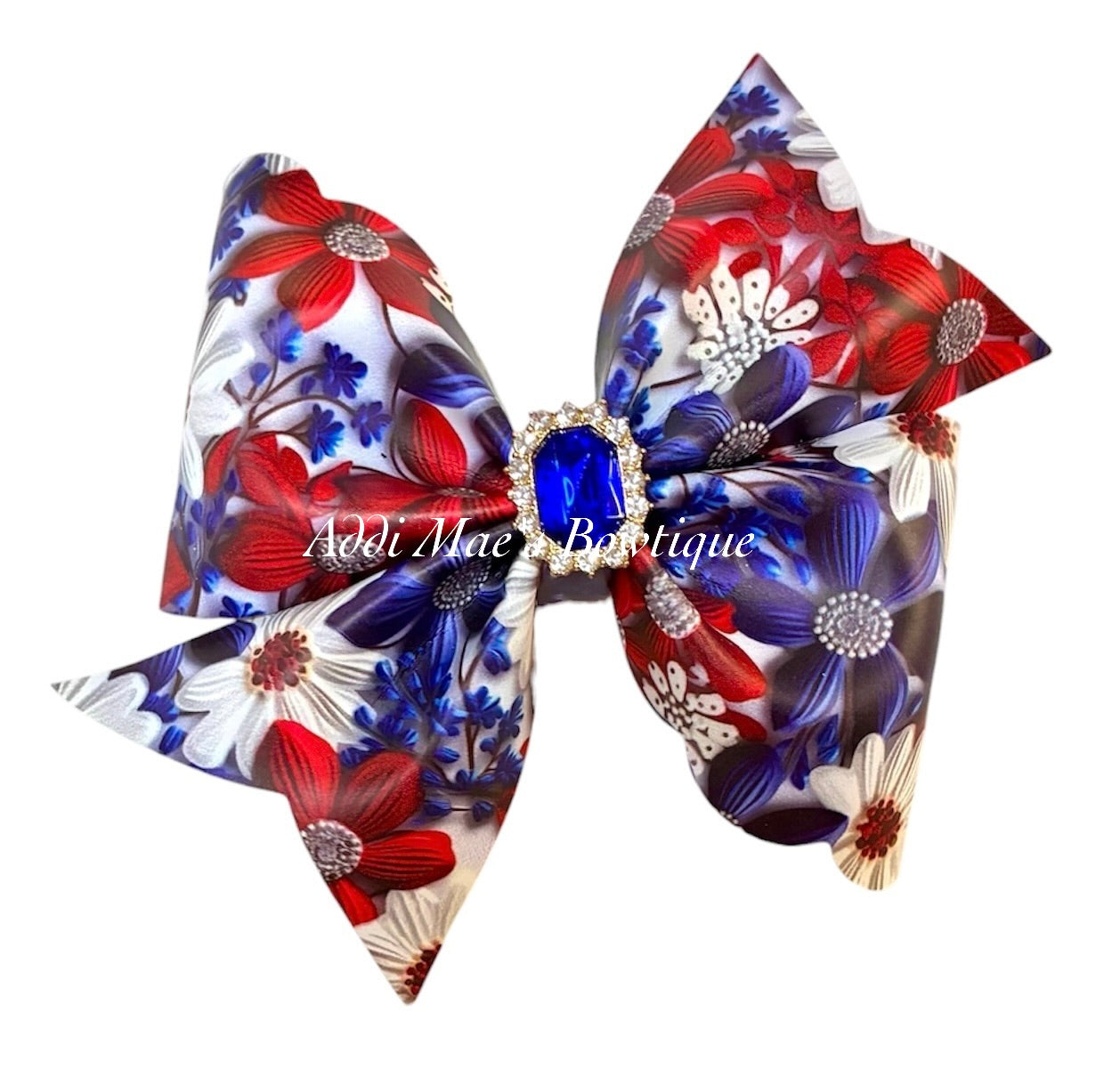 Red ,White & Blue Flowers Bow