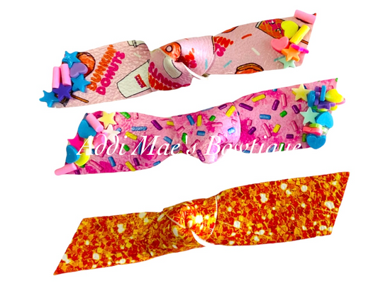 Donut Shop Sprinkles Knotted Alligator Clip Set