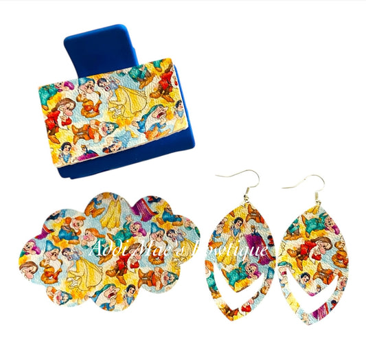 Apple Princess Small Claw Clip, Snap Clip,& Earrings Set