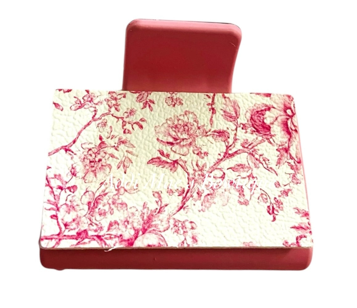 Pink Toile Roses Small Claw Clip