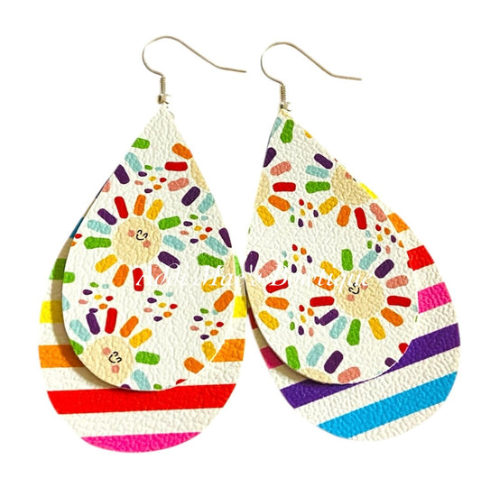 Rainbow Sunshine Tear Drop Dangle Earrings