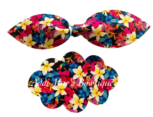 Tropical Flowers Top Knot Clip, 3” Snap Clip