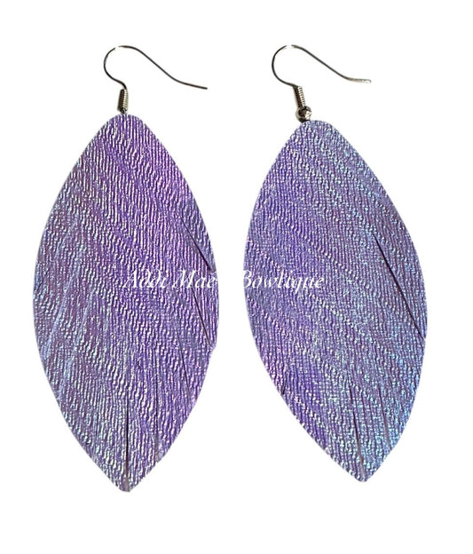 Iridescent Purple Fringe Dangle Earrings