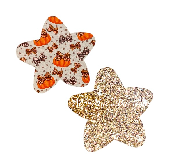 Brown Bow Pumpkins Fall Star Shaped Snap Clip Set