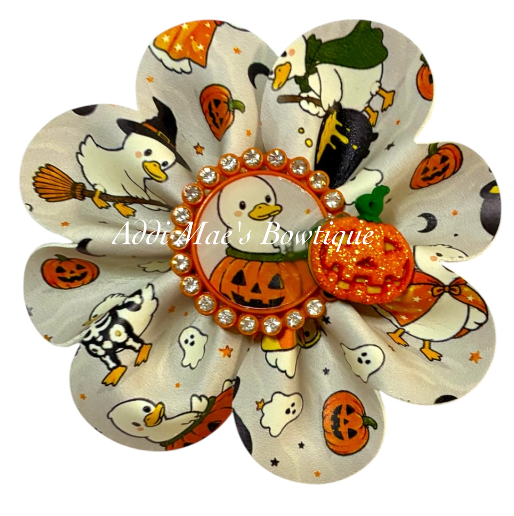 Halloween Ducks Ruffle Bow
