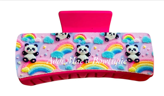 Rainbow Panda XL Claw Clip